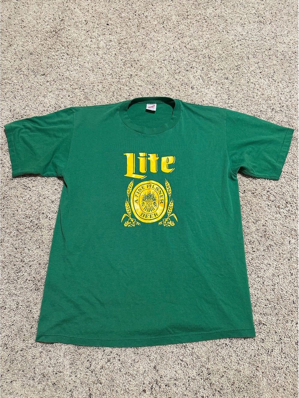 Vintage Green Lite Beer Graphic T-Shirt Size Large